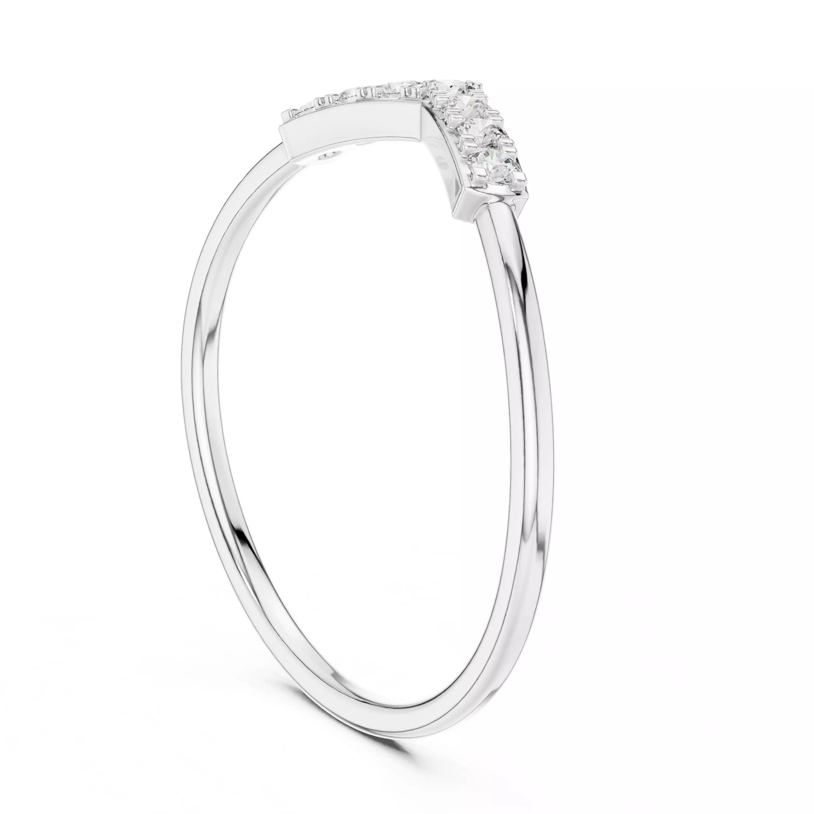 Seven Round Cut Stones Chevron Curve Wedding Band 3DM STL Video 3D print model_9