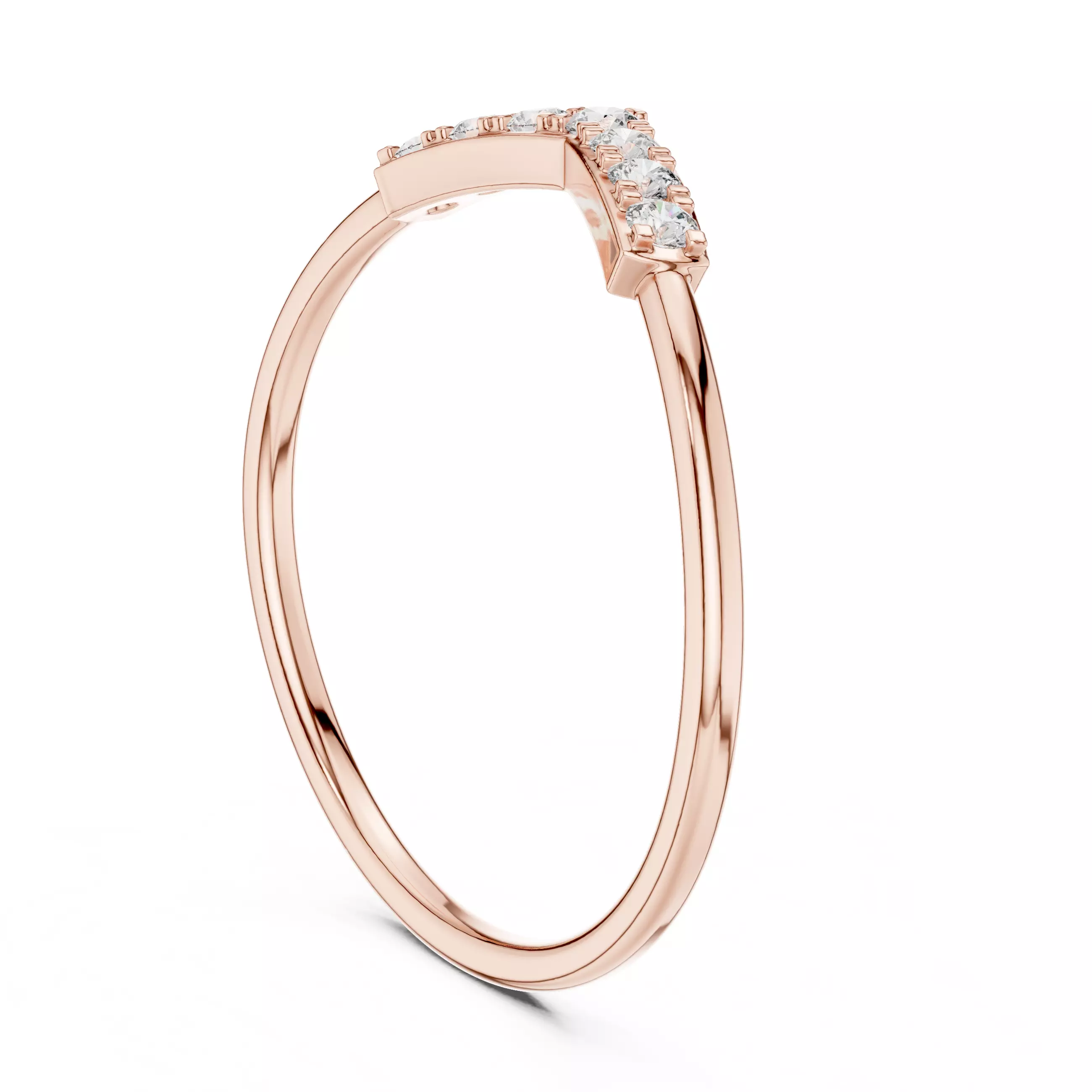 Seven Round Cut Stones Chevron Curve Wedding Band 3DM STL Video 3D print model_3