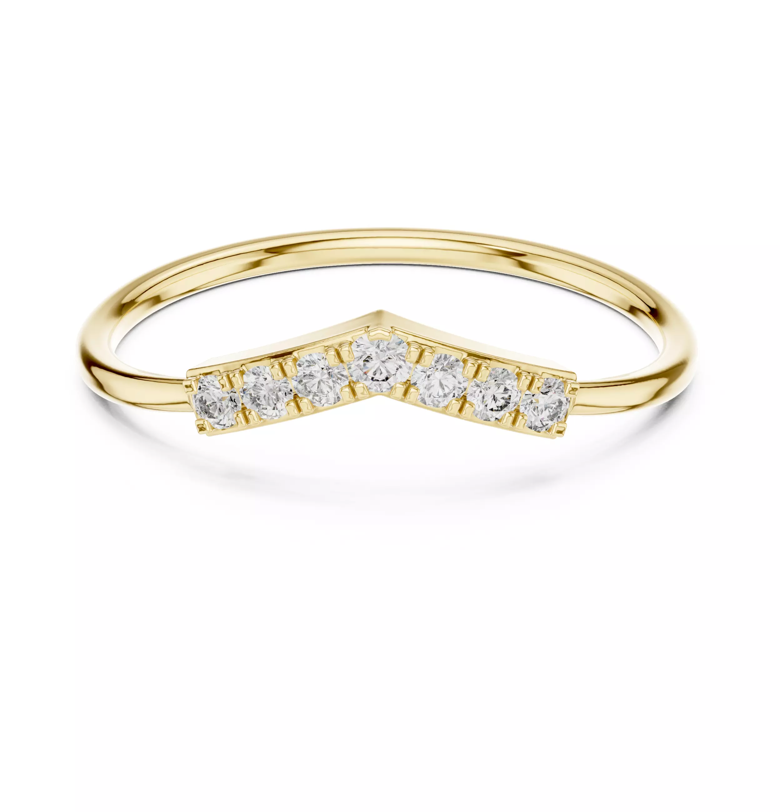 Seven Round Cut Stones Chevron Curve Wedding Band 3DM STL Video 3D print model_1