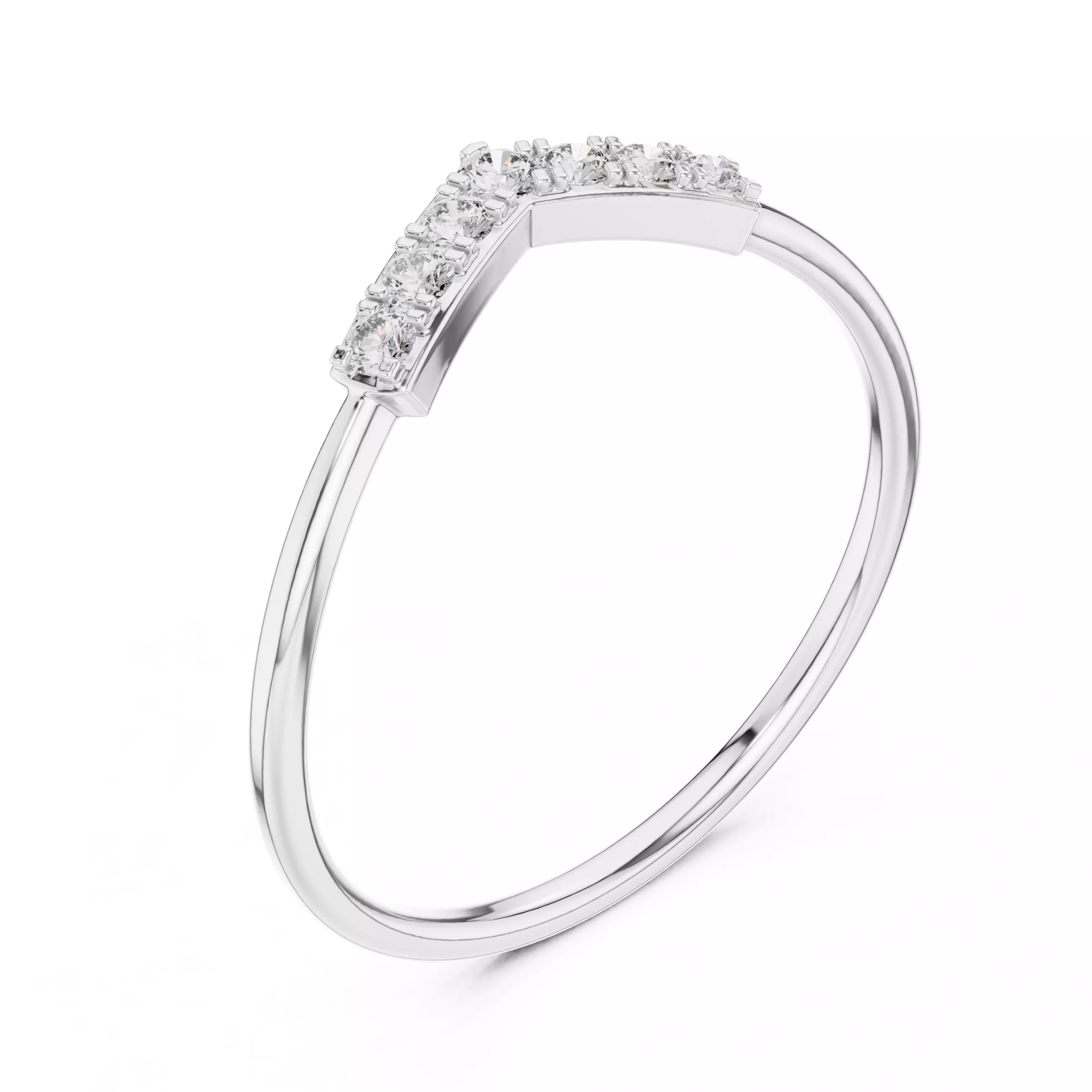 Seven Round Cut Stones Chevron Curve Wedding Band 3DM STL Video 3D print model_10