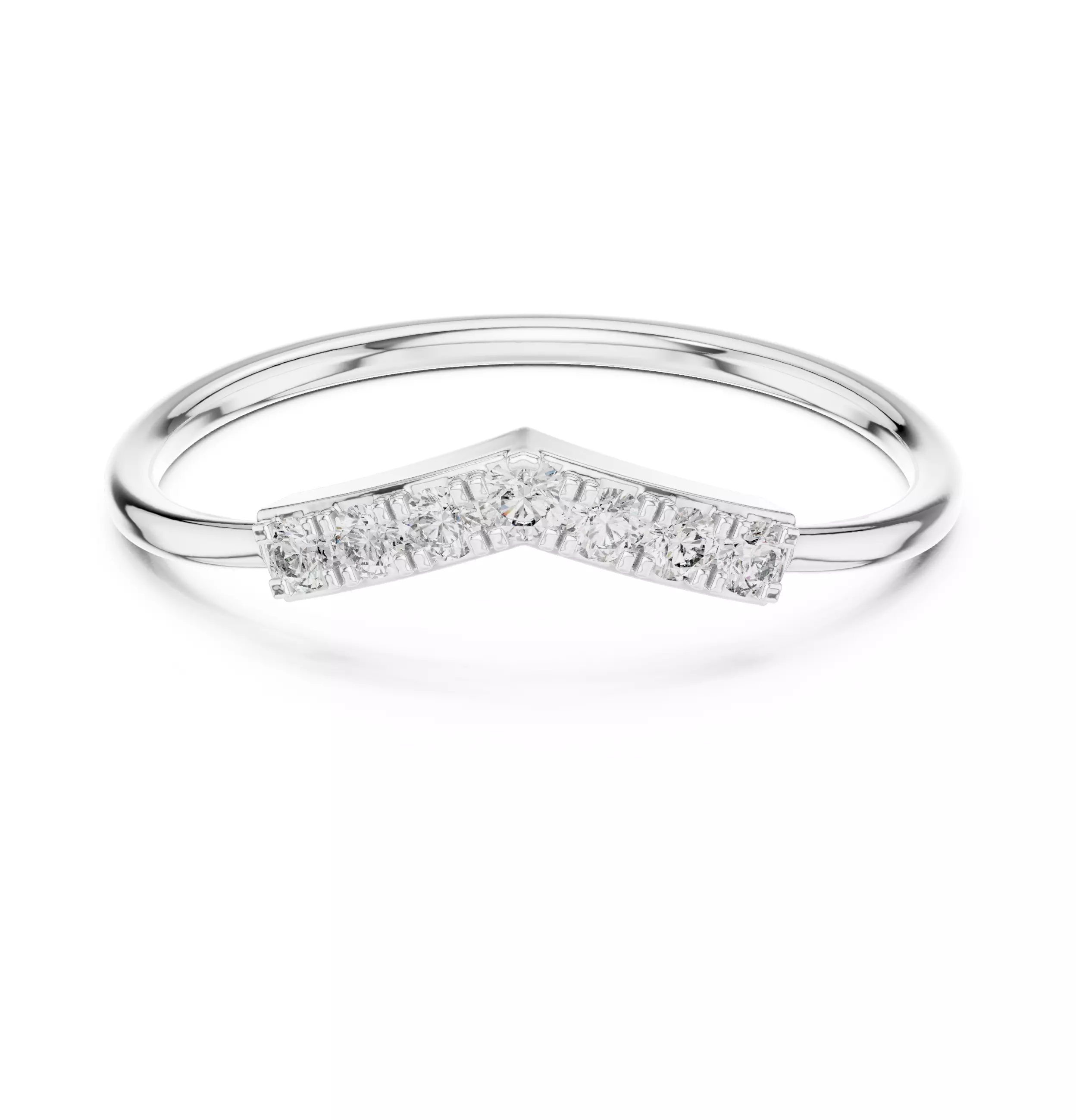 Seven Round Cut Stones Chevron Curve Wedding Band 3DM STL Video 3D print model_2