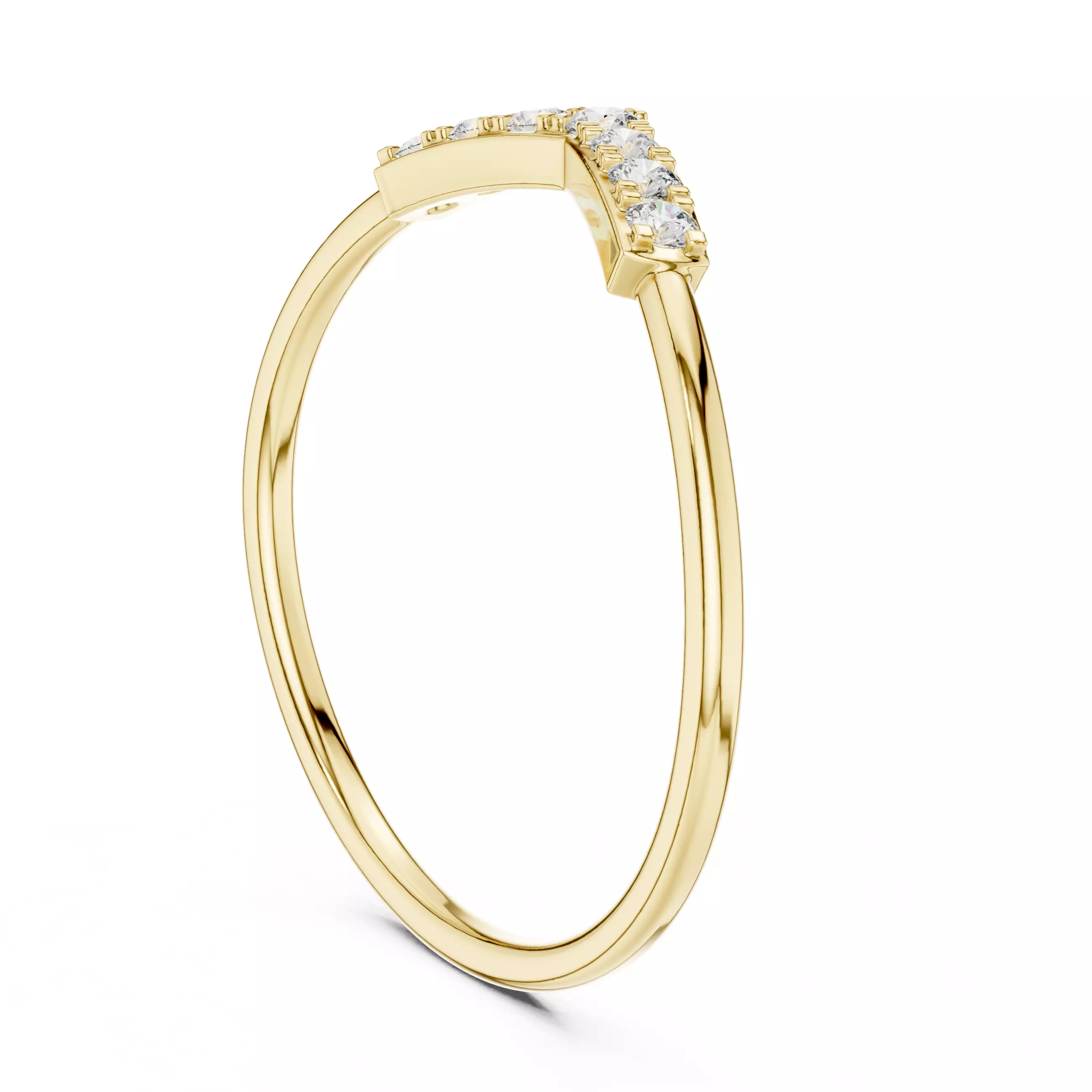 Seven Round Cut Stones Chevron Curve Wedding Band 3DM STL Video 3D print model_6