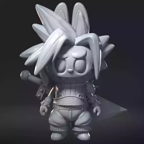 Labubu x Final Fantasy VII Cloud 100mm Pre-supported
