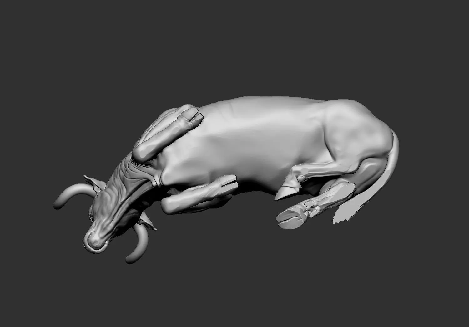 The Lying Bull ox  3D Printable Model 3D print model_4