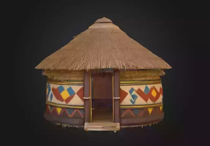 Traditional Circular Hut Low-poly 3D model