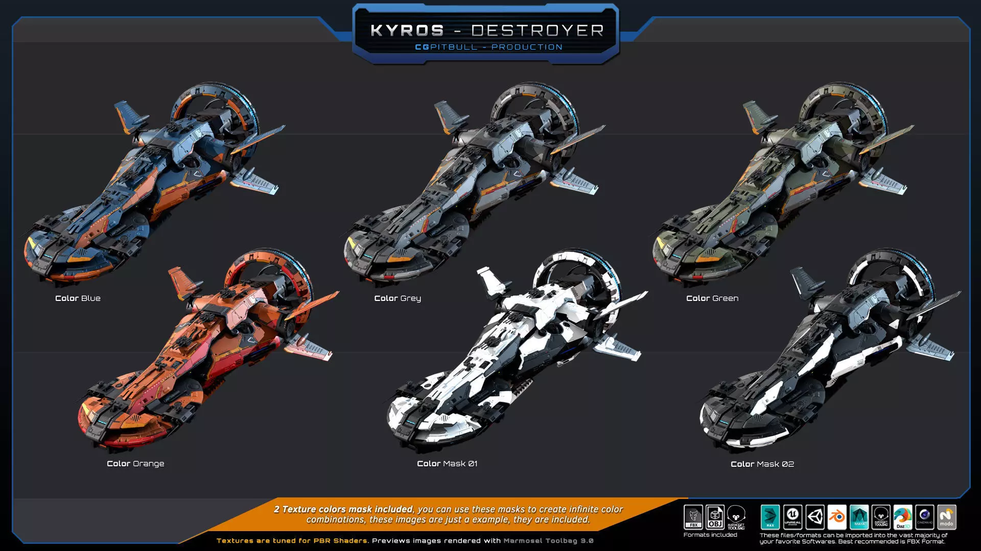 STARSHIPS - Pack02 Low-poly 3D model_8