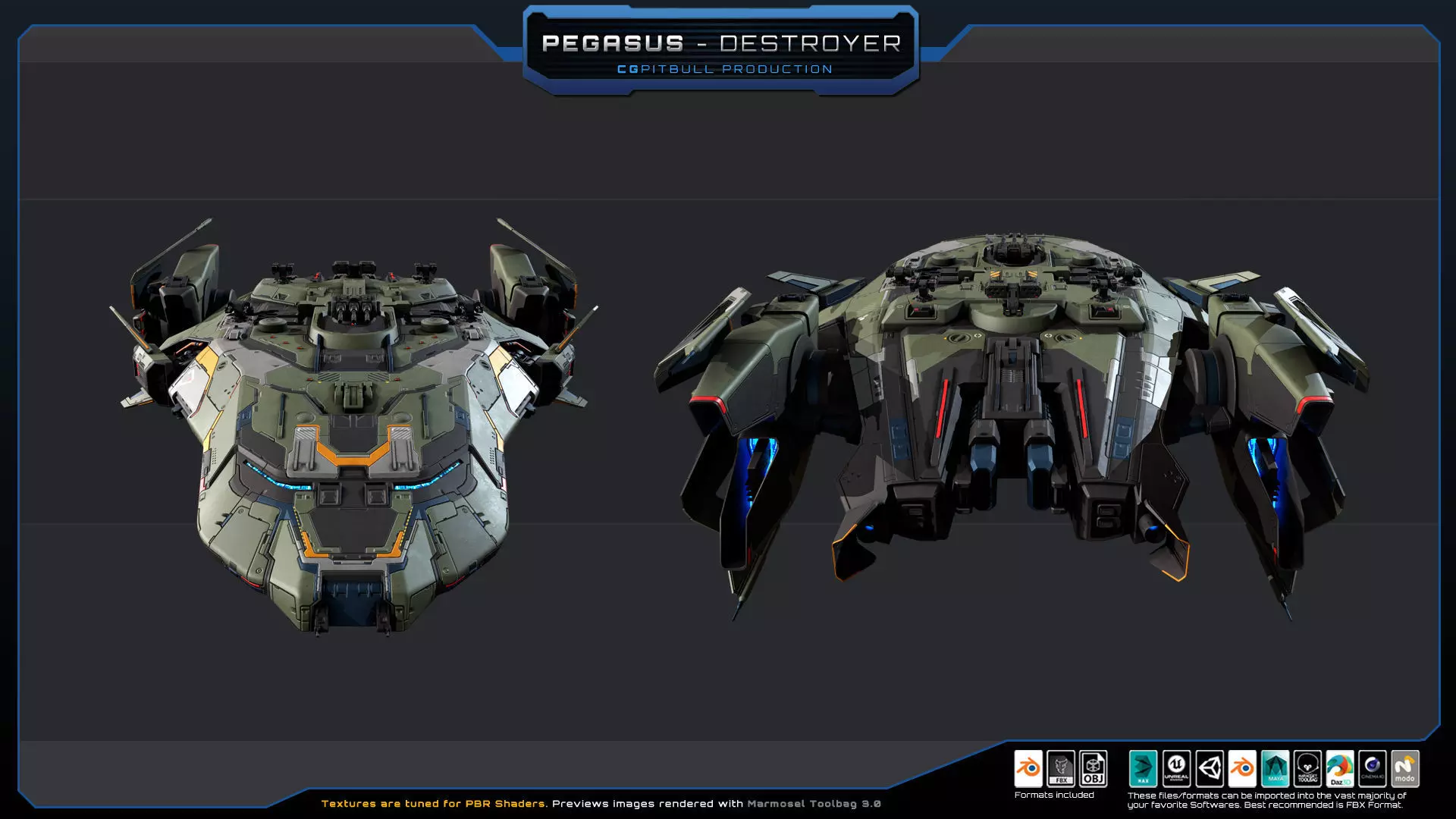 STARSHIPS - Pack02 Low-poly 3D model_14