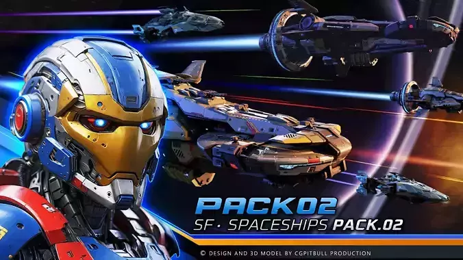 STARSHIPS - Pack02 Low-poly 3D model
