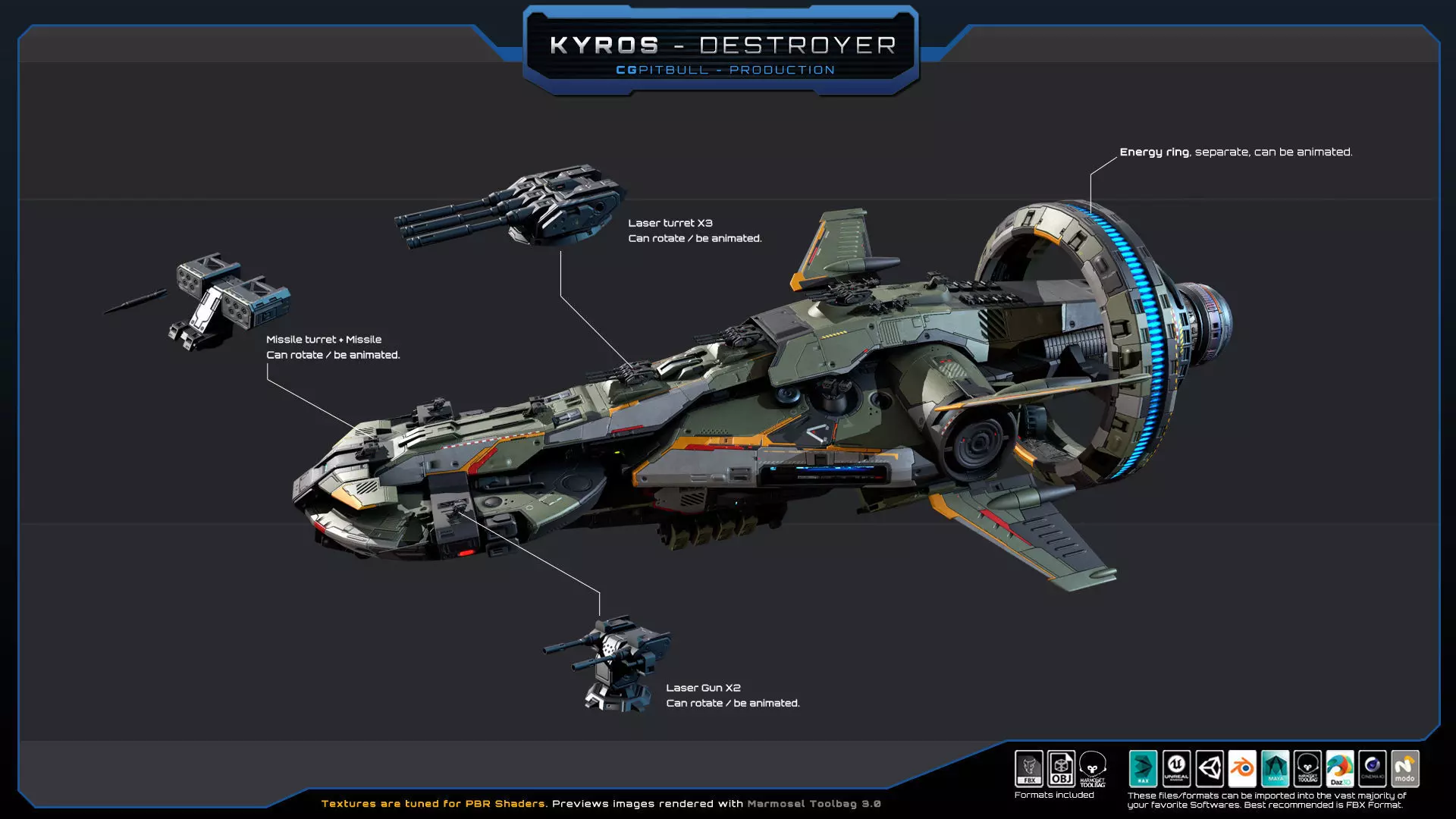 STARSHIPS - Pack02 Low-poly 3D model_2