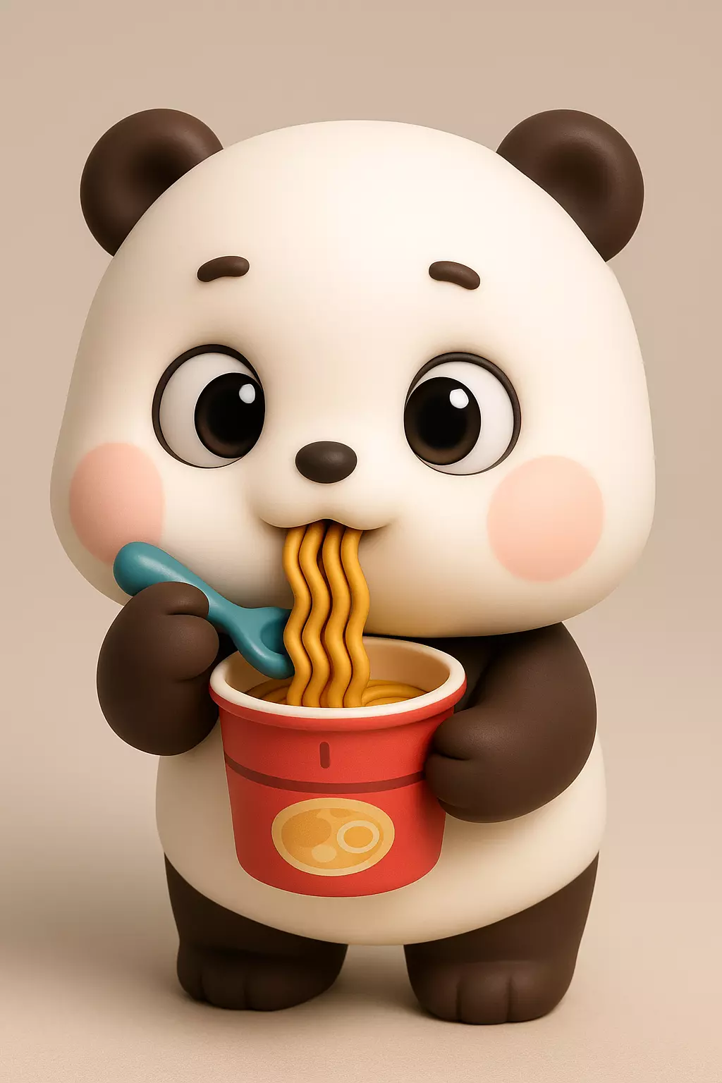 Cute Panda Eating Ramen 3D print model_0