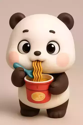 Cute Panda Eating Ramen