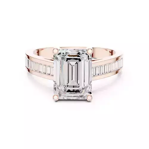 Emerald Baguette Diamond Channel Set Wedding Ring 3DM STL Video