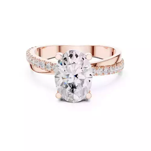Oval and Round Cut Diamond Crossover Wedding Ring 3DM STL Video