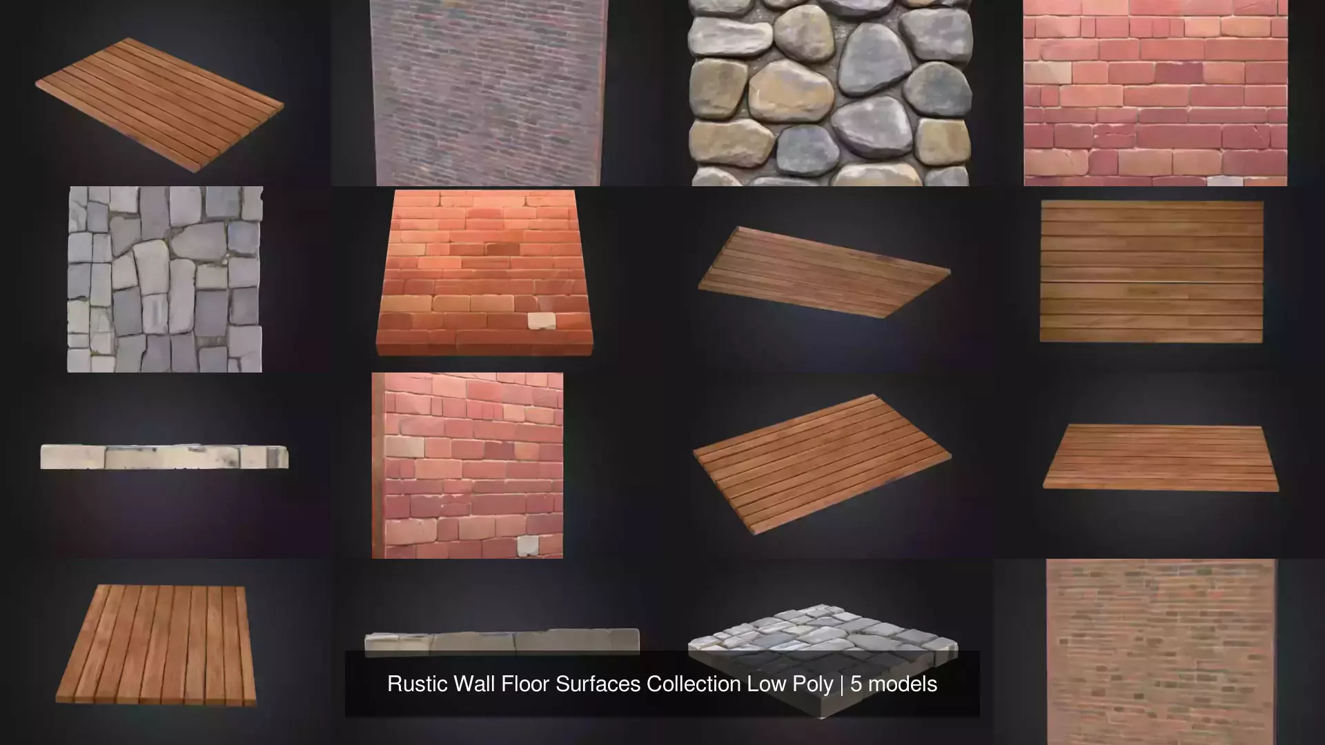 Rustic Wall Floor Surfaces Collection Low Poly Texture_0