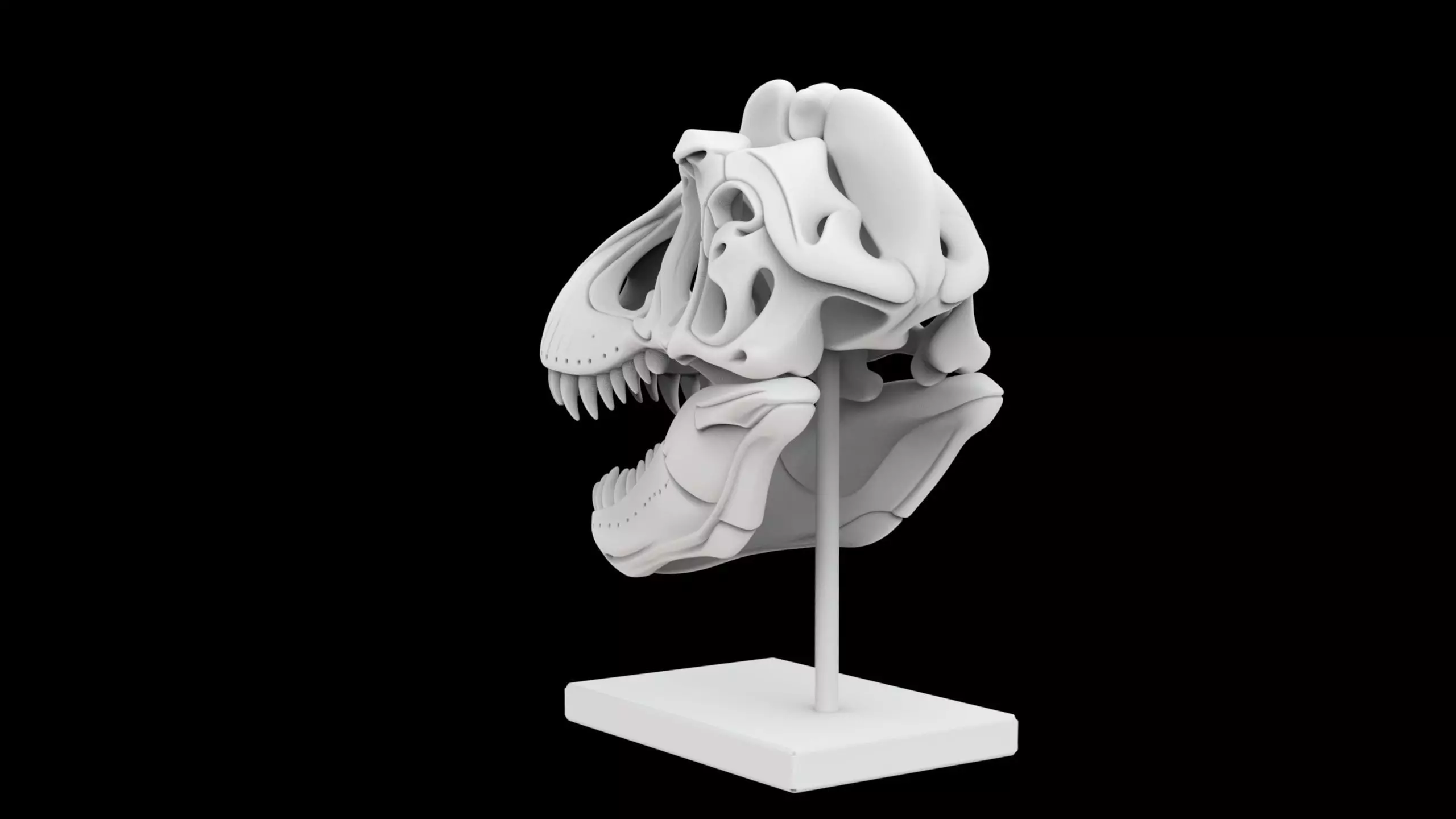 T-Rex Skull Fossil on Stand 3D Print Model 3D print model_3