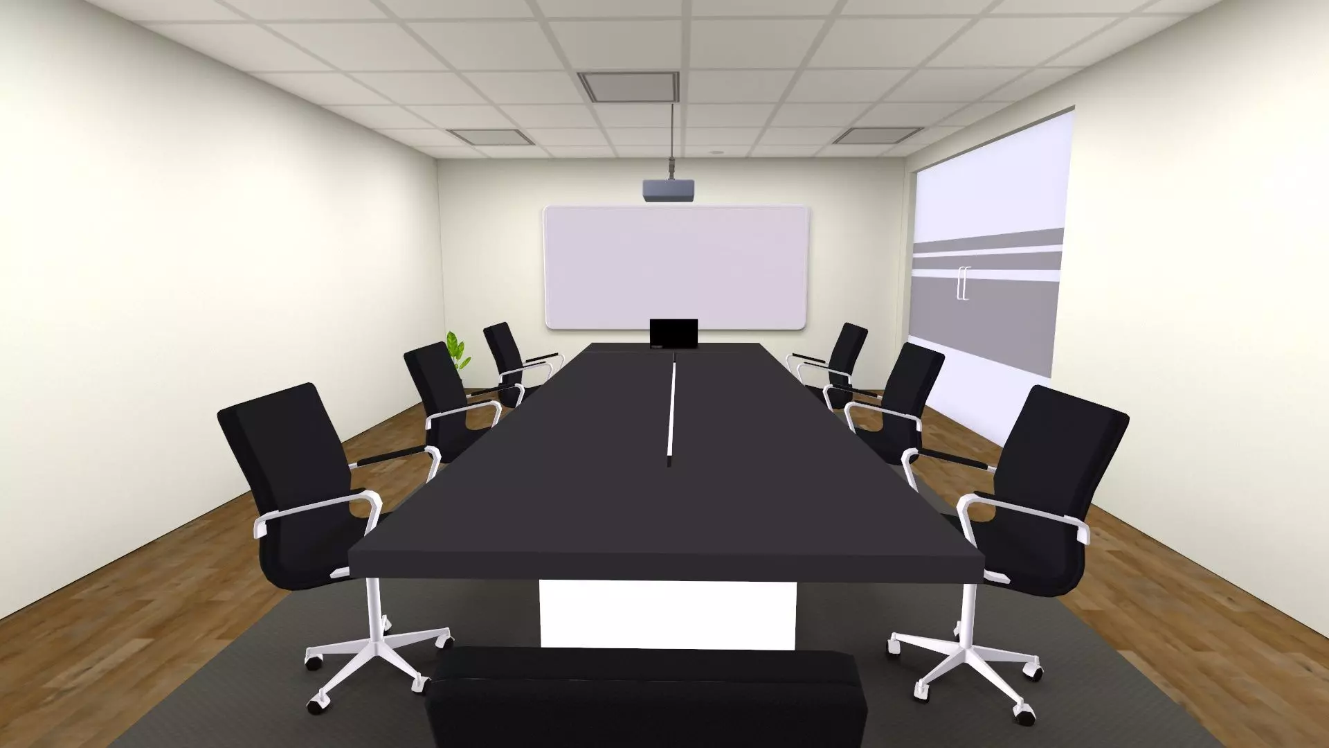 Meeting conference Room Low-poly 3D model_0