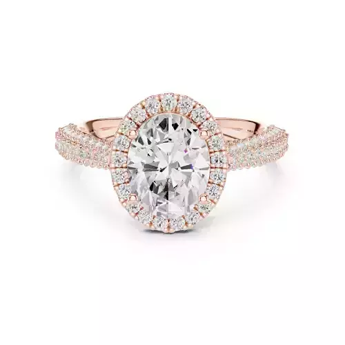 Oval Cut Diamond Pave Diamond Engagement Ring 3DM STL Video