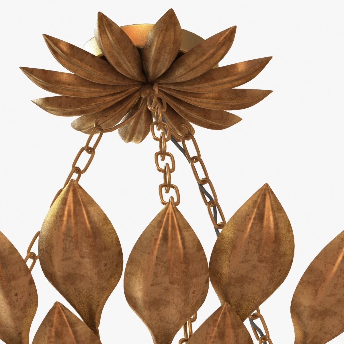 CRYSTORAMA BROCHE 6 LIGHT ANITQUE GOLD SEMI-FLUSH II round chand 3D model_8