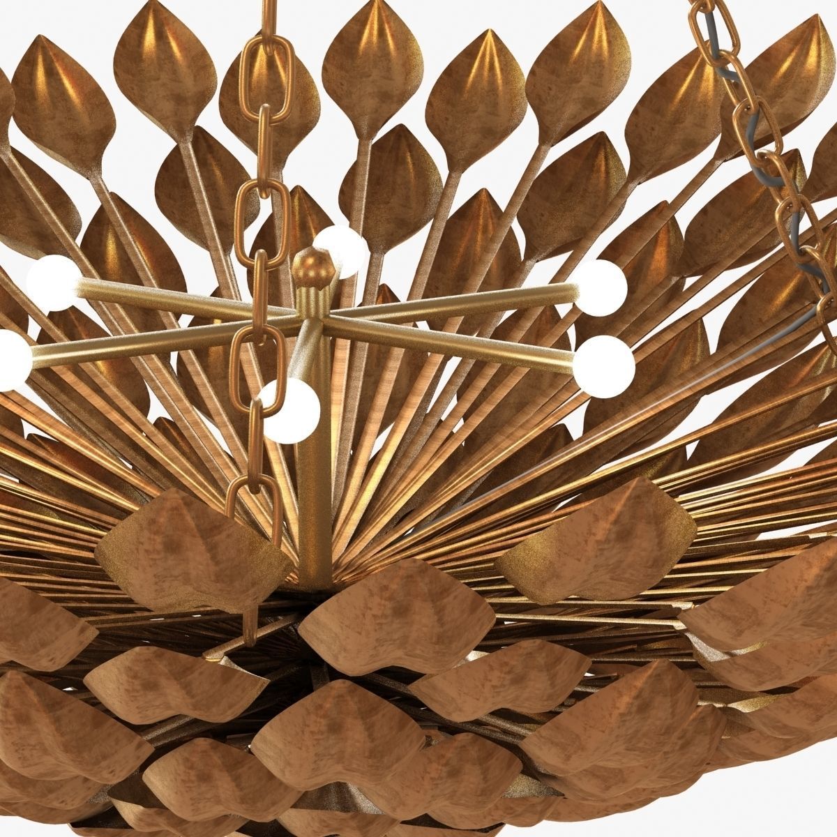 CRYSTORAMA BROCHE 6 LIGHT ANITQUE GOLD SEMI-FLUSH II round chand 3D model_5