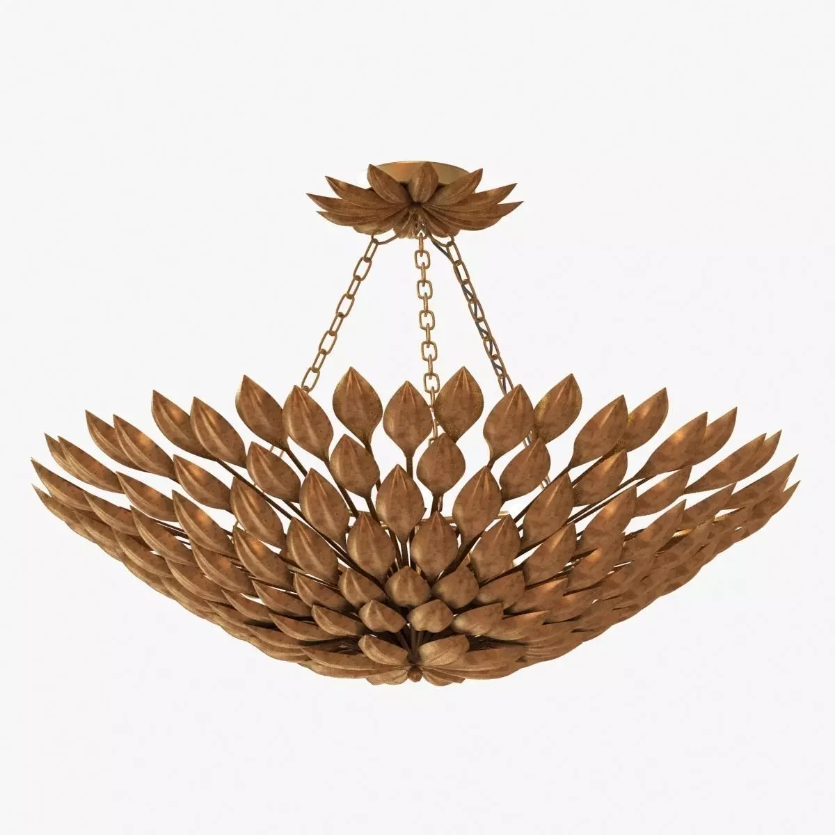 CRYSTORAMA BROCHE 6 LIGHT ANITQUE GOLD SEMI-FLUSH II round chand 3D model_0