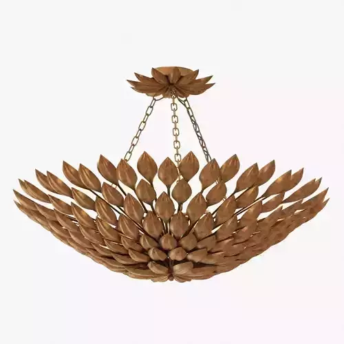 CRYSTORAMA BROCHE 6 LIGHT ANITQUE GOLD SEMI-FLUSH II round chand 3D model