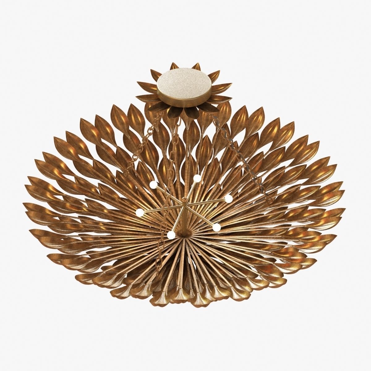 CRYSTORAMA BROCHE 6 LIGHT ANITQUE GOLD SEMI-FLUSH II round chand 3D model_3