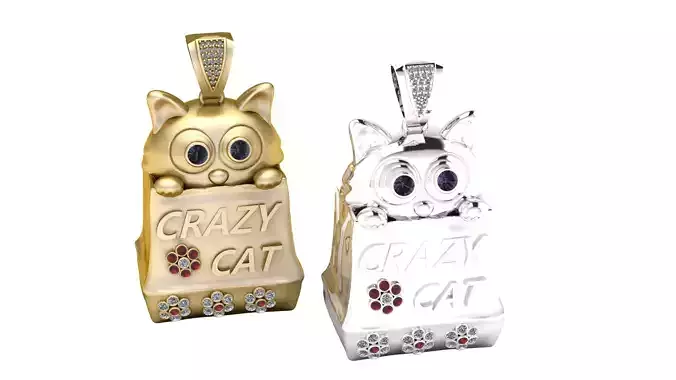 CRAZY CAT GLD PENDANT 