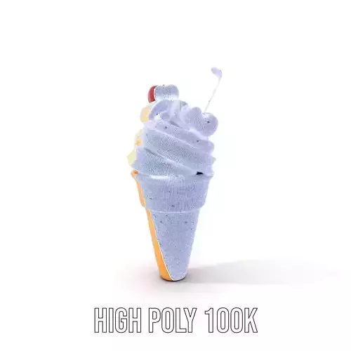 Cherry Vanilla Ice Cream Cone model pack Low-poly 3D model 4
