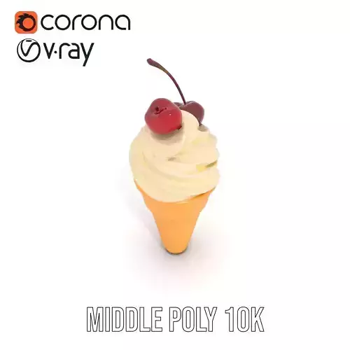 Cherry Vanilla Ice Cream Cone model pack Low-poly 3D model 5