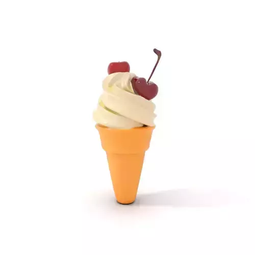 Cherry Vanilla Ice Cream Cone model pack Low-poly 3D model 6
