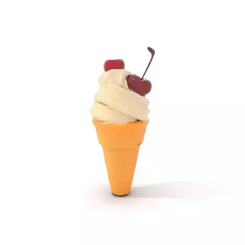 Cherry Vanilla Ice Cream Cone model pack Low-poly 3D model 7