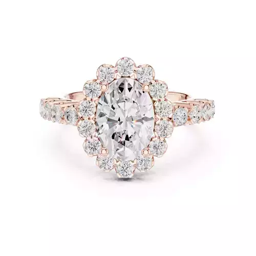 Oval Cut Halo Diamond Engagement Wedding Ring 3DM STL Video