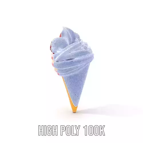 Strawberry Swirl Cone model pack Low-poly 3D model 4