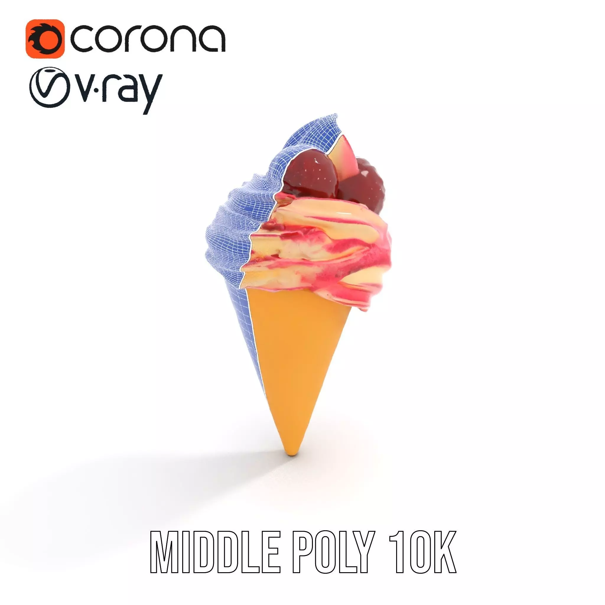 Strawberry Swirl Cone model pack Low-poly 3D model_21