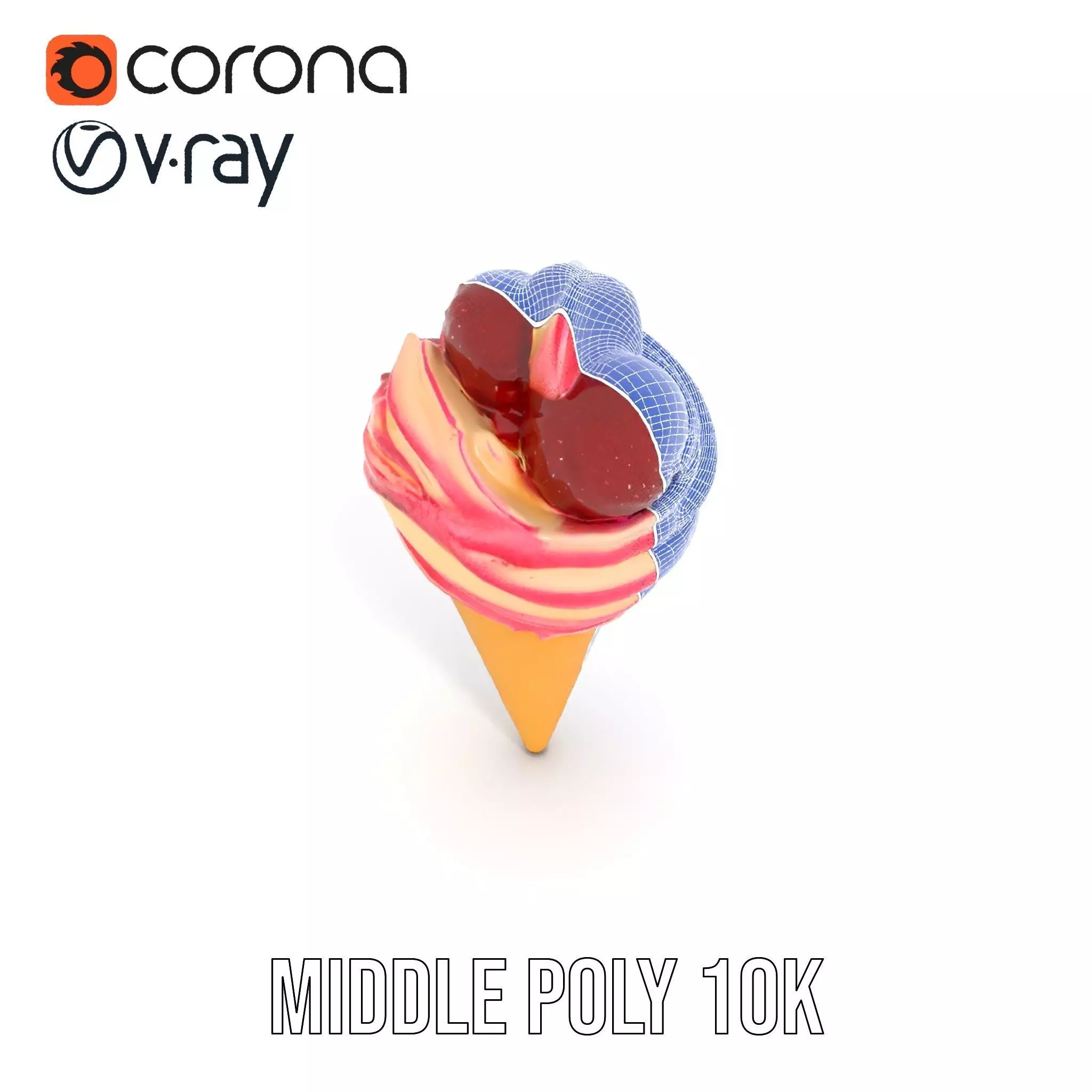Strawberry Swirl Cone model pack Low-poly 3D model_24