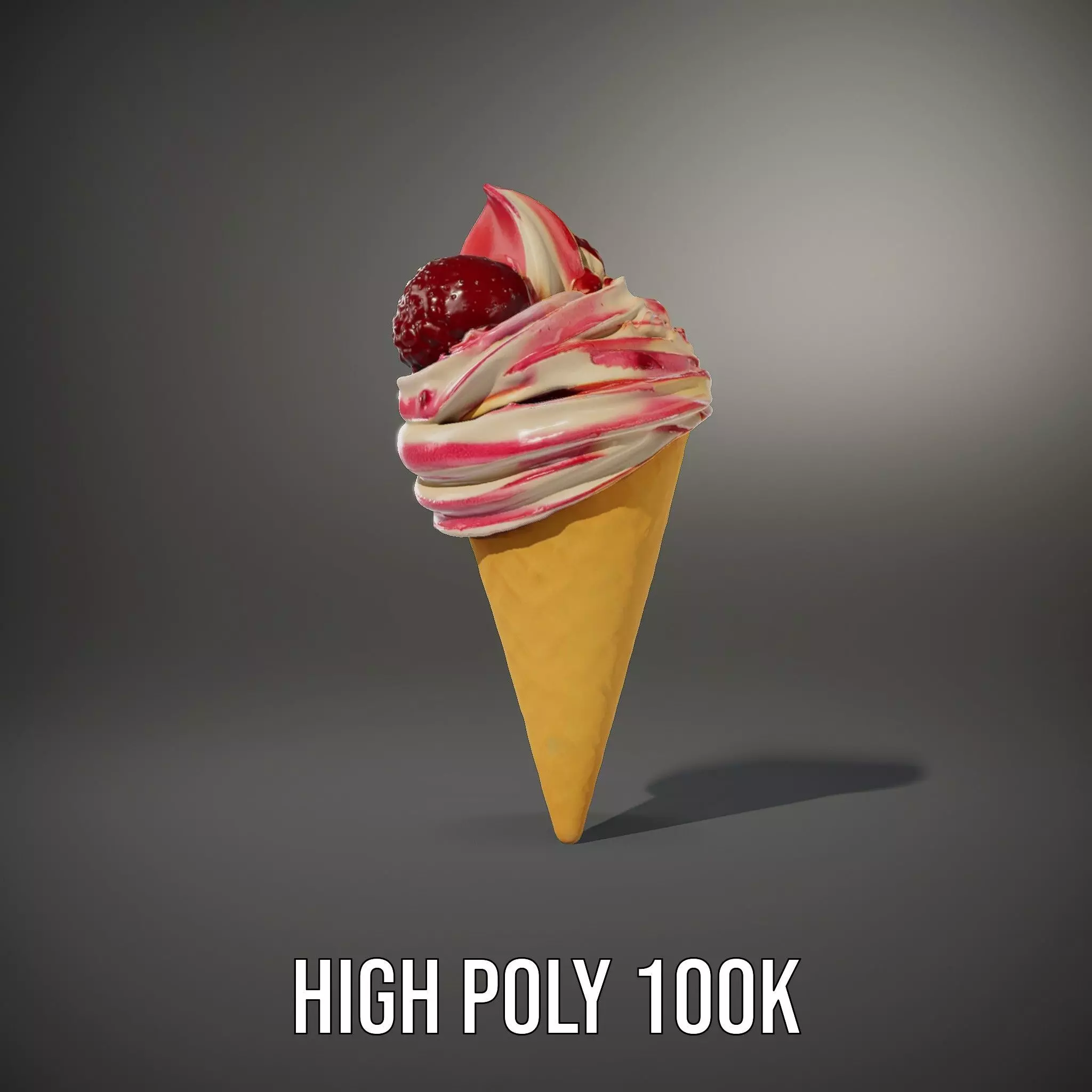 Strawberry Swirl Cone model pack Low-poly 3D model_9