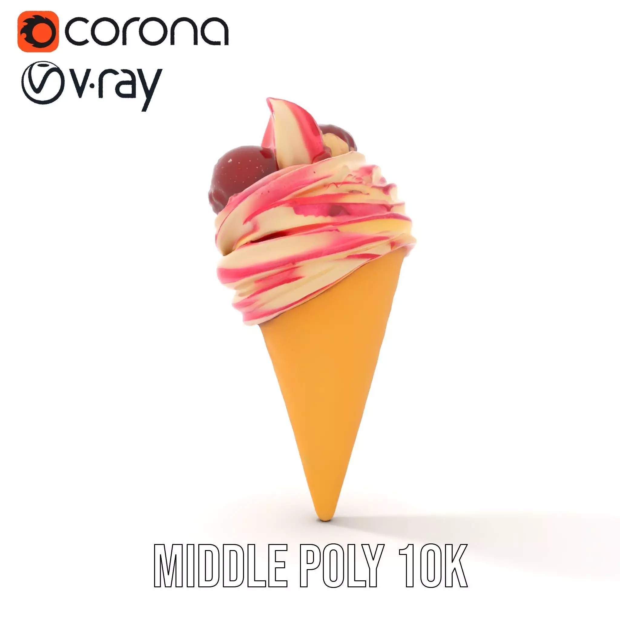 Strawberry Swirl Cone model pack Low-poly 3D model_17
