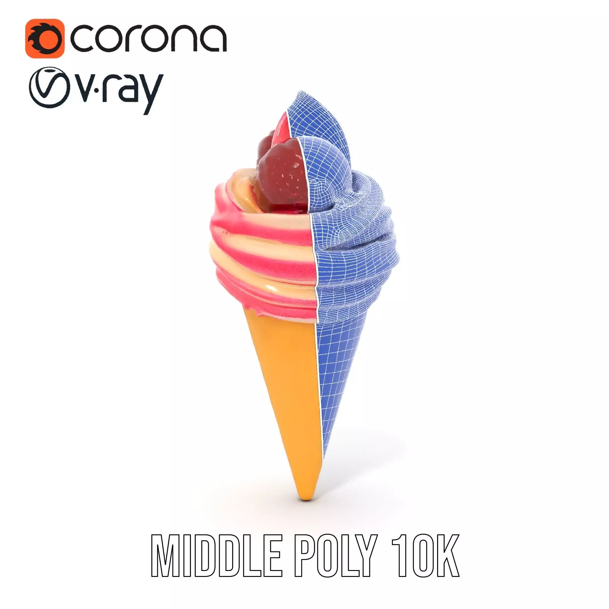 Strawberry Swirl Cone model pack Low-poly 3D model_27