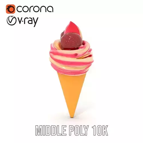 Strawberry Swirl Cone model pack Low-poly 3D model 5