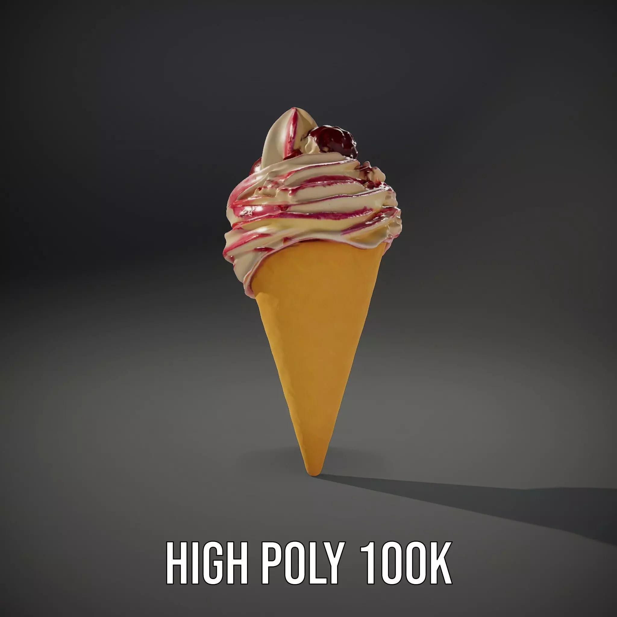 Strawberry Swirl Cone model pack Low-poly 3D model_11
