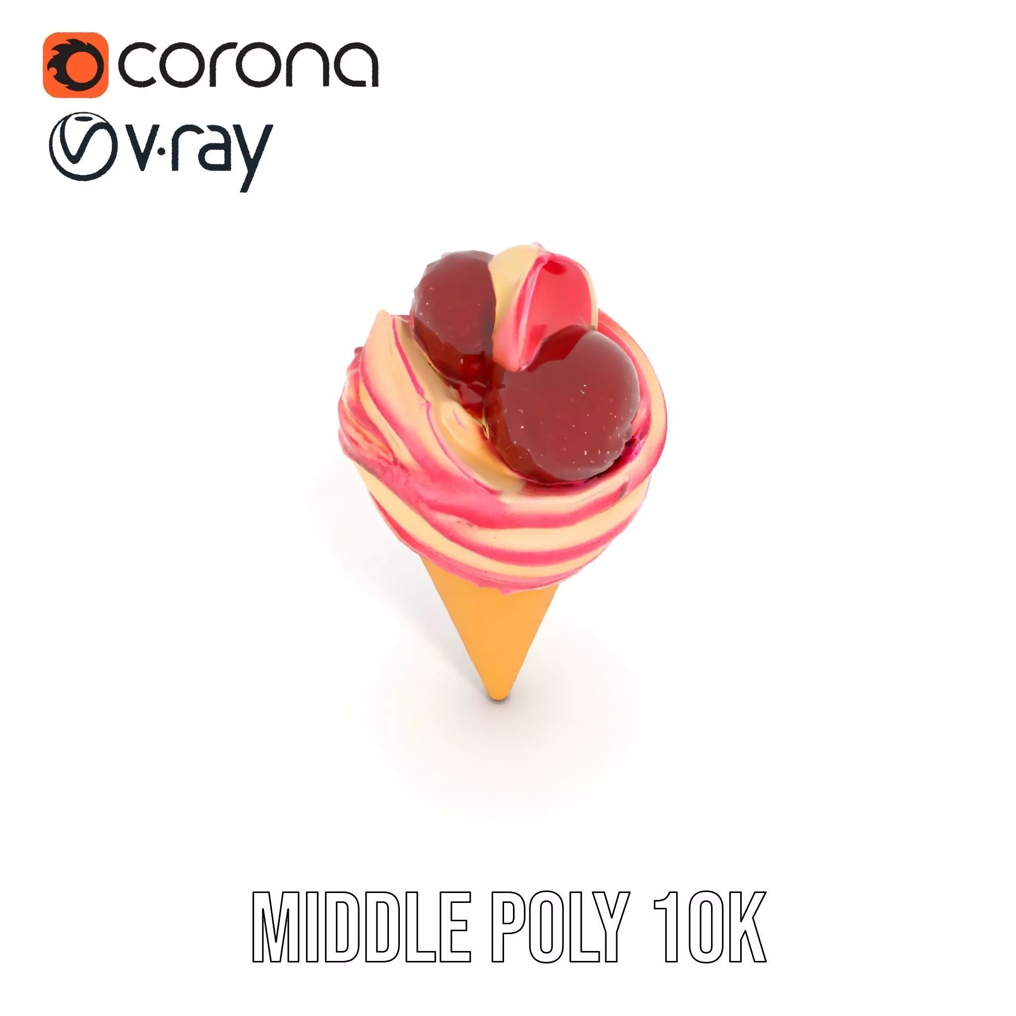 Strawberry Swirl Cone model pack Low-poly 3D model_7