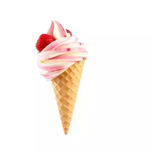 Strawberry Swirl Cone model pack Low-poly 3D model 2