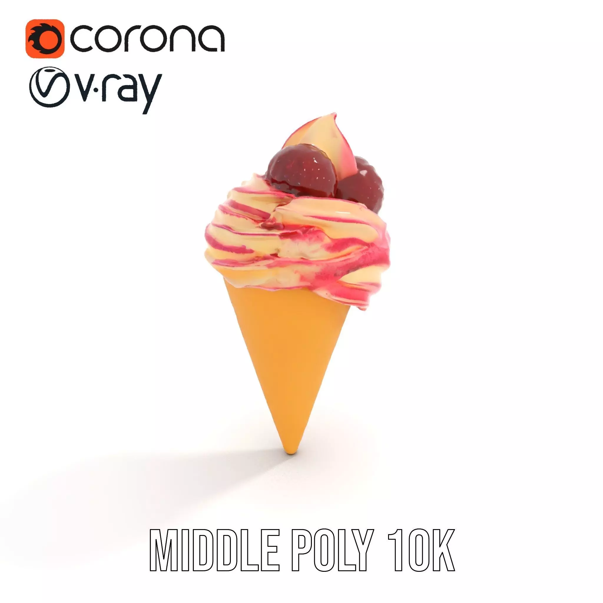 Strawberry Swirl Cone model pack Low-poly 3D model_14