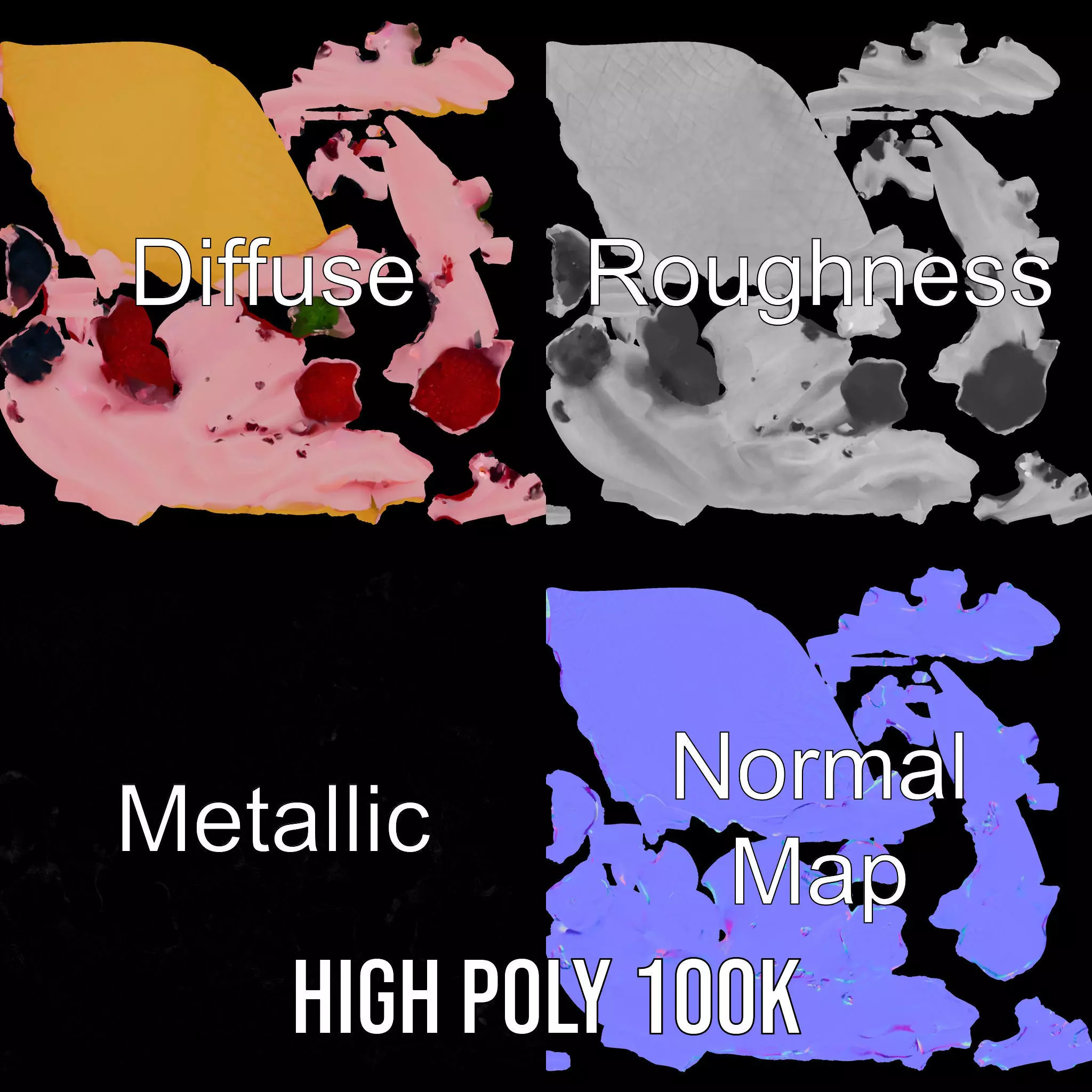 Berry Swirl Ice Cream model pack Low-poly 3D model_4