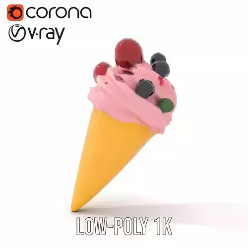 Berry Swirl Ice Cream model pack Low-poly 3D model 7