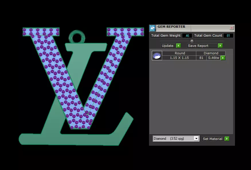 LV  dimond Pendint 3D print model_9