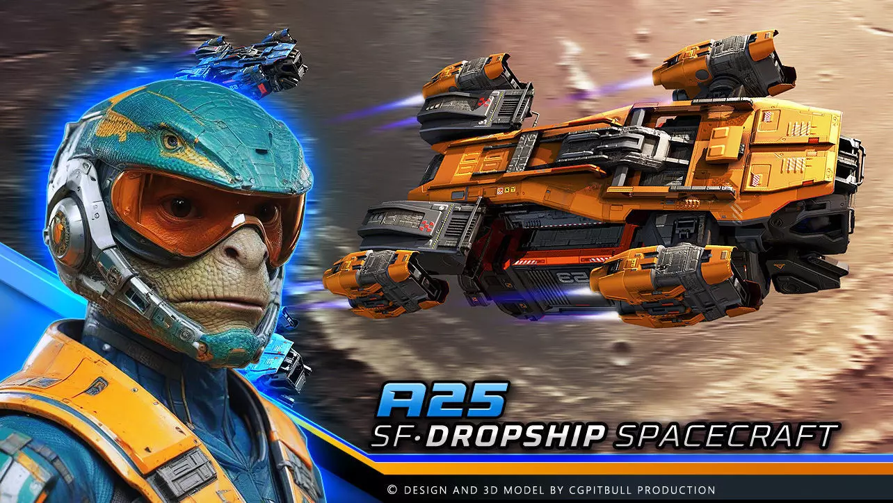 A25 Spacecraft - Multipurpose  Low-poly 3D model_0