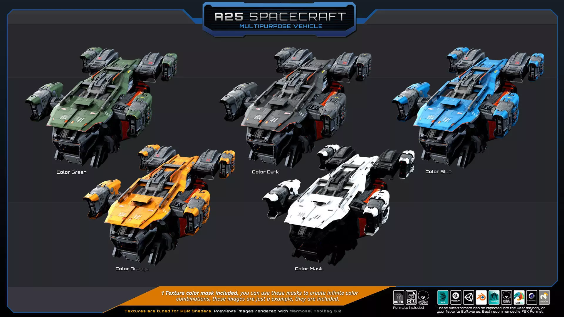 A25 Spacecraft - Multipurpose  Low-poly 3D model_11