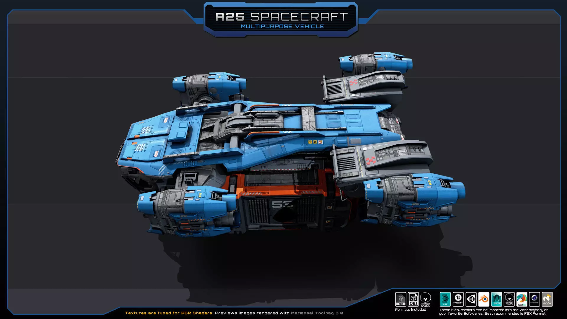 A25 Spacecraft - Multipurpose  Low-poly 3D model_3