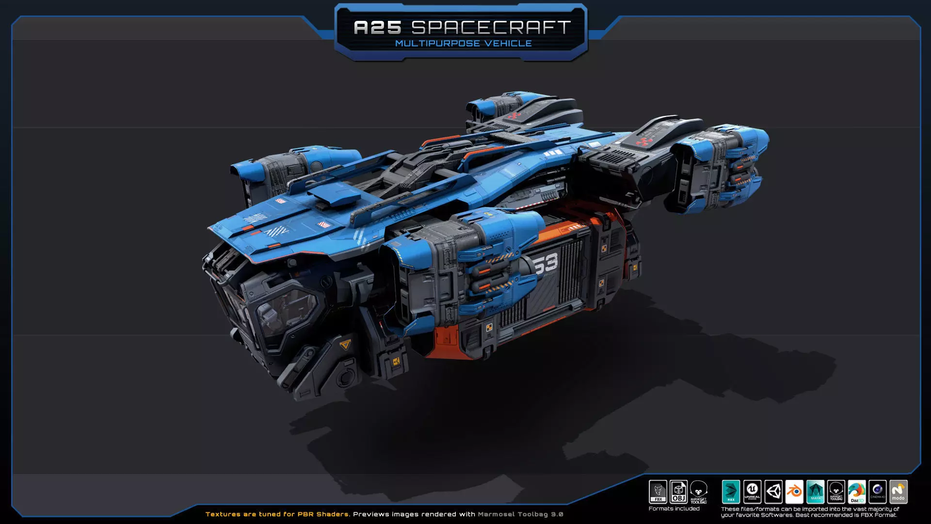 A25 Spacecraft - Multipurpose  Low-poly 3D model_1